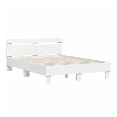 (white, x cm) vidaXL Bed Frame with Headboard Bed Base Mattress Foundation Engineered Wood