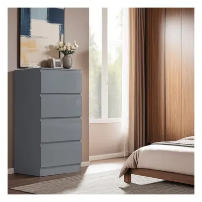 Grey Gloss Drawer Chest Of Drawers Bedroom Storage Furniture