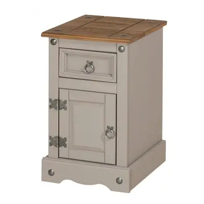 Corona Grey Wax Narrow Pot Cupboard Bedside Pine Bedroom Furniture