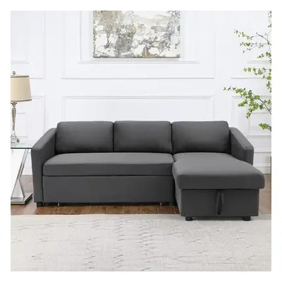 3 Seater Fabric Corner Sofa Bed with Storage Chaise Lounge L-Shape Couch Bed LivingRoom Free Com