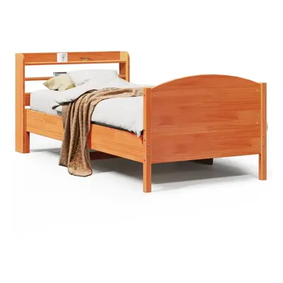 vidaXL Bed Frame with Headboard Wax Brown 90x190 cm Single Solid Wood Pine