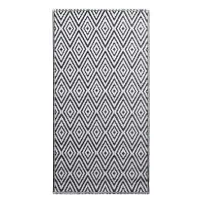 vidaXL Outdoor Carpet White and Black 120x180 cm PP Balcony Rug Patio Blanket