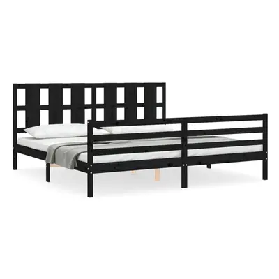 (black, x cm) vidaXL Bed Frame Bed Base Platform Bed with Headboard Small Single Solid Wood