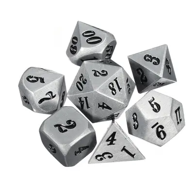 () 7Pc Solid Metal Heavy Dice Set Polyhedral Dices Role Playing Games Gadget RPG