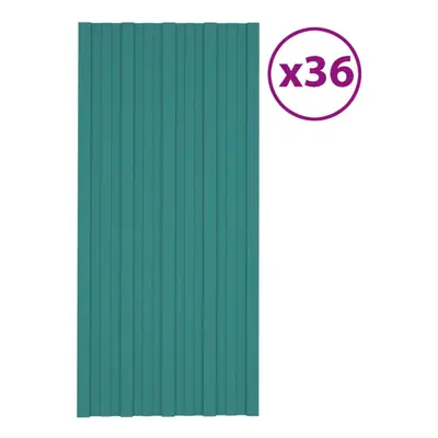 vidaXL 36x Roof Panels Galvanised Steel Green Profile Sheet Shed Roof Panel