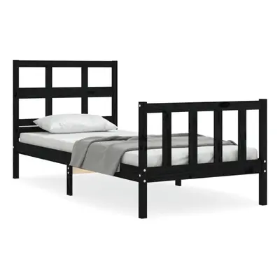 (black, x cm) vidaXL Bed Frame Bed Base Platform Bed with Headboard Grey Single Solid Wood