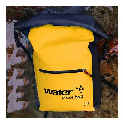 (Yellow) 25L Outdoor Portable Folding Waterproof Backpack Sports Rafting Kayaking Canoeing Trave