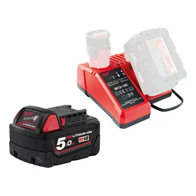 Milwaukee M12-18C 12v-18v Twin Port Charger & 18v 5ah Battery