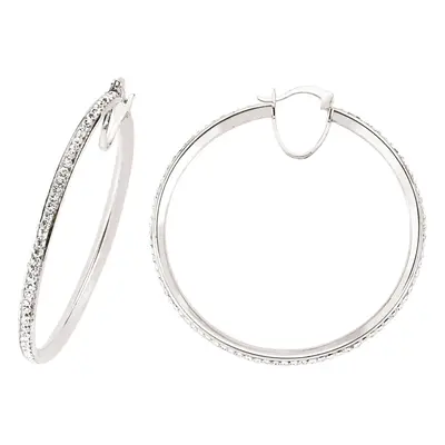 Jewelco London Ladies Sterling Silver Cubic Zirconia Channel Set Eternity Hoop Earrings 50mm - G