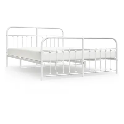 (white, x cm/with headboard & footboard) vidaXL Metal Bed Frame Bedroom Bed Base Bedstead Metal 