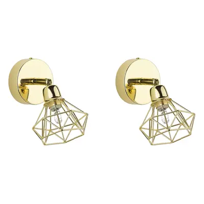 Set of Metal Spotlight Lamps Gold ERMA