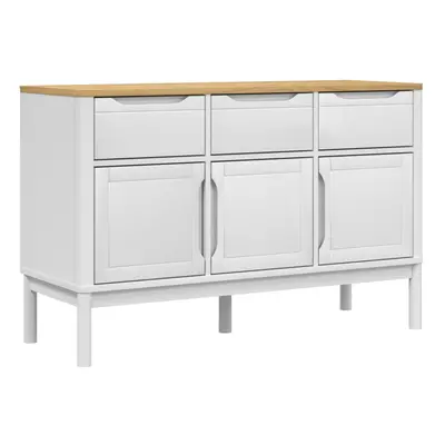 (white) vidaXL Sideboard Cupboard Side Cabinet Home Storage Highboard Solid Wood Pine