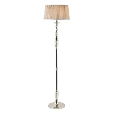 Luxury Elegant Floor Lamp Polished Nickel Crystal Beige Organza Shade 6ft Tall