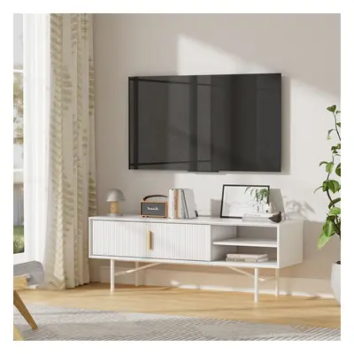 White Striped Wooden TV Stand