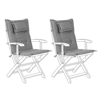 Set of Outdoor Seat/Back Cushions Grey MAUI