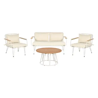 Garden Lounge Set with Table Seater MONTESILVANO Metal Light Beige