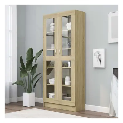 vidaXL Vitrine Cabinet Sonoma Oak Engineered Wood Storage Bookcase Sideboard