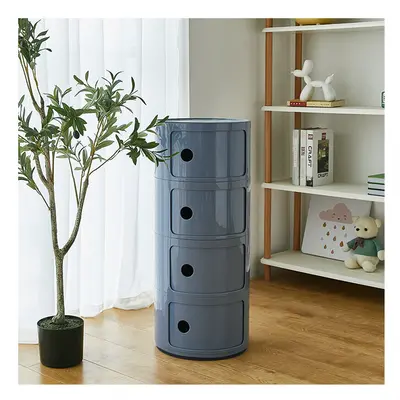 (Grey) Cylindrical Multi-Tiered Plastic Storage Drawer Unit