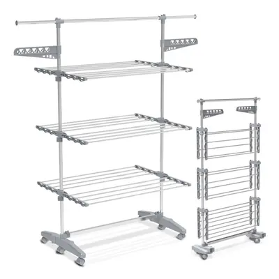 VOUNOT Large Tier Clothes Airer, Laundry Drying Rack Foldable Stainless Steel Clothes Horse