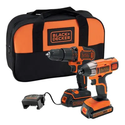 Black & Decker Cordless Combi Drill & Impact Driver Set BCK25S2S-GB 18V 1.5Ah