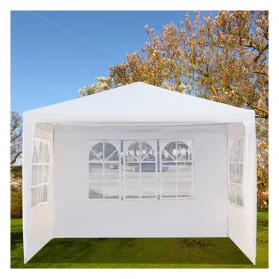 (White) 3x4m Side Wall Gazebo Tent Cover Waterproof Marquee Party Wedding Sunshade Shelter Campi