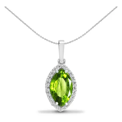 Jewelco London 18ct White Gold Claw G SI 0.1ct Diamond and Marquise Green 1.6ct Peridot Teardrop