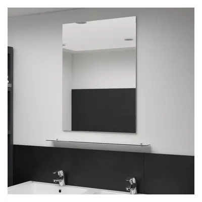 vidaXL Wall Mirror with Shelf 80x60cm Tempered Glass Bathroom Cosmetic Mirror