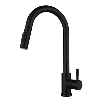 (Black) Kitchen Touch Sensor Stainless Steel Faucet Dish Basin Pull-Out Rotary Household Hot And