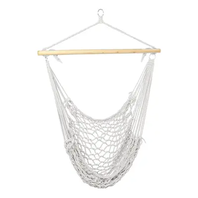 (White) Hammock Chair Swing Rope Seat Net Chair Tree Outdoor Patio Indoor 200kg