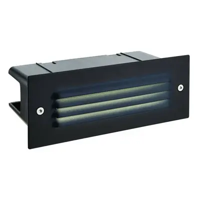 IP44 LED Full Brick Light Textured Black & Louvre Slotted Grill 3.5W Cool White