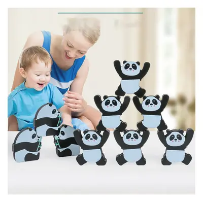 (Panda) Wood Balancing Stacked Stones Rainbow Monkey/Bear/Panda Hercules Puppet Building Block M