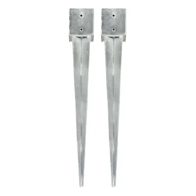 vidaXL 2x Ground Spike Silver Galvanised Steel Garden Outdoor Arch Soil Spear