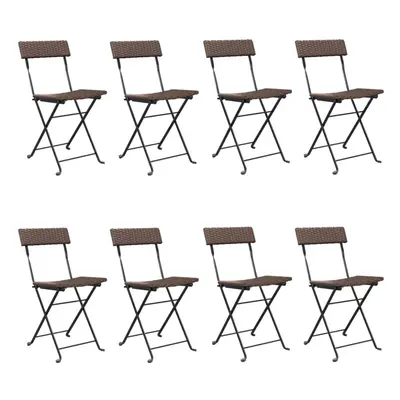 (brown, pcs) vidaXL Folding Bistro Chairs Poly Rattan and Steel Patio Outdoor Dining Chair