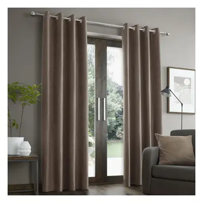 Faux Suede Eyelet Curtains Mink 46" x 72"