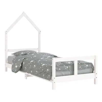 (white, x cm) vidaXL Kids Bed Frame Bedstead Wooden Bed Base Black 80x200 cm Solid Wood Pine