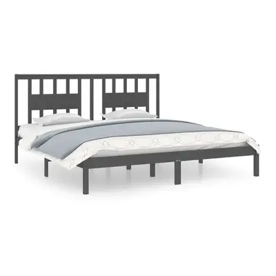 vidaXL Solid Wood Pine Bed Frame Grey 200x200 cm Bedstead Platform Bed Frame