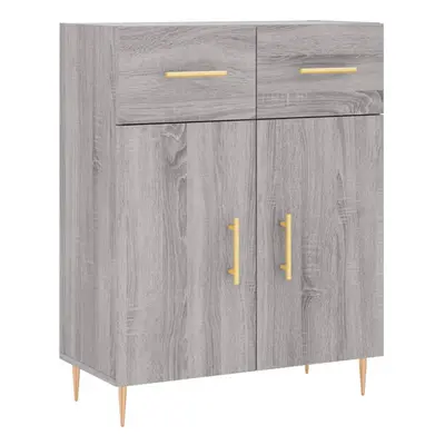 (grey sonoma) vidaXL Sideboard Storage Cabinet Cupboard High Gloss White Engineered Wood