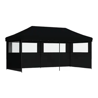 (black, with sidewalls) vidaXL Foldable Tent Pop-Up with Side Walls Outdoor Party Tent Garden Ga