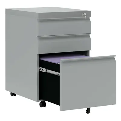 Vinsetto Drawer File Cabinet, Lockable Metal Filling Cabinet, Grey