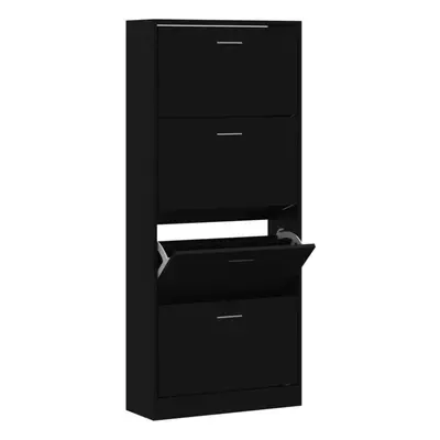 (Black, x x cm (W x D x H)) New Wood Shoe Cabinet 2Drawer Storage Cupboard Rack Shelf Multi Colo