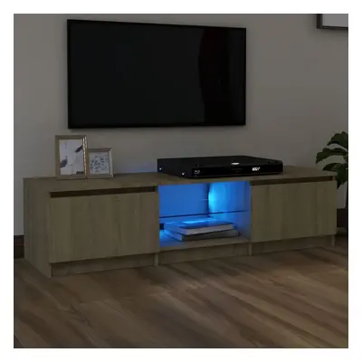 vidaXL TV Cabinet with LED Lights Sonoma Oak 140x40x35.5 cm TV Stand Unit