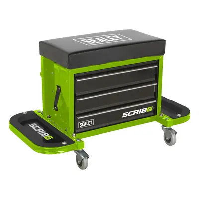 Sealey SCR18G Mechanic's Utility Seat & Toolbox - Hi-Vis Green