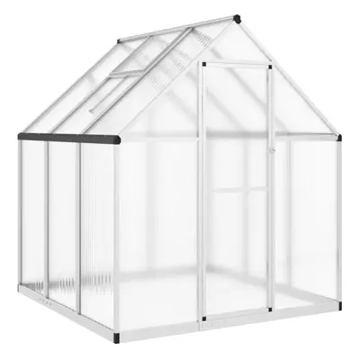 (silver, x x cm) vidaXL Greenhouse with Base Frame Garden Walk in Plant Grow House Aluminium