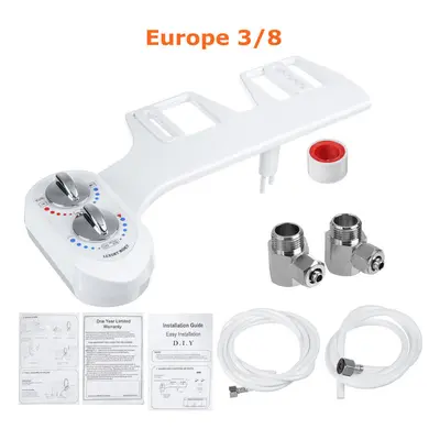 (Europe 3/8) Toilet Seat Attachment Water Spray Non-electric Cold/Hot Adjustable Dual Nozzle