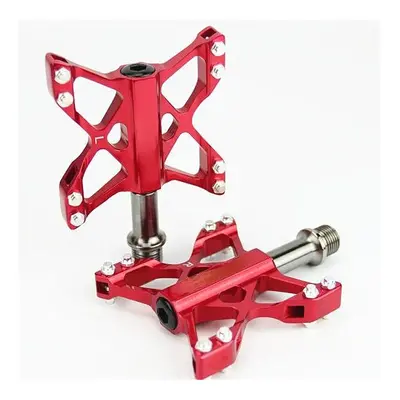 (Red) Ultralight MTB BMX Mountain Pedals Bearings Platform Pedals CNC AL6061+ Cr-Mo Axis 240g