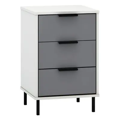 Madrid Drawer Bedside in Grey and White Gloss Finish