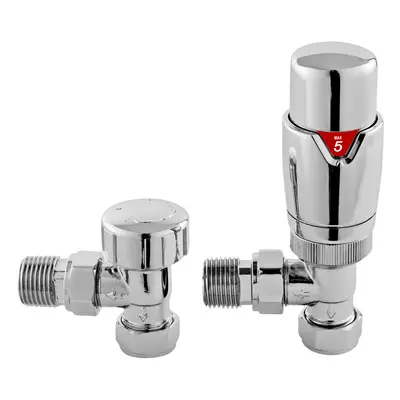 Luxury Angled Thermostatic Radiator Valves, Sold in Pairs - Chrome