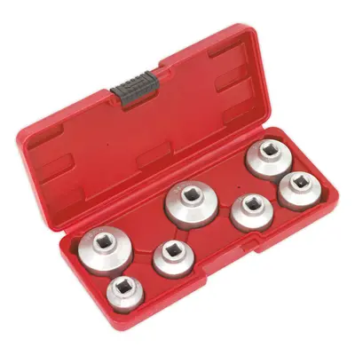 7 Piece Oil Filter Cap Wrench Set - 3/8" Sq Drive - Low Profile Design - Case