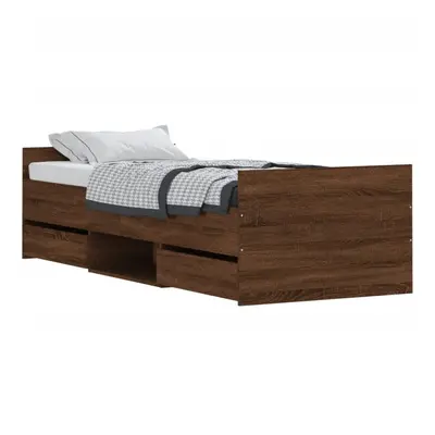 (brown oak, x cm) vidaXL Bed Frame with Headboard and Footboard Mattress Foundation Concrete