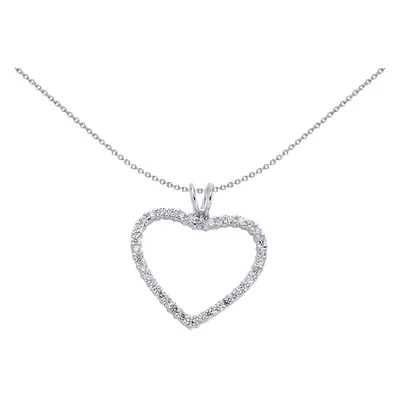 Jewelco London Ladies Sterling Silver Cubic Zirconia Love Heart Pendant Necklace inch - GVP084